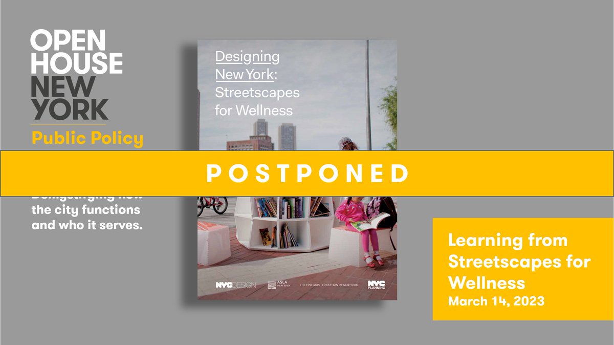 ohny's tweet photo. Tonight's Public Policy Talk, Learning from Streetscapes for Wellness, has been postponed due to the forecast for severe weather conditions this evening. We will announce the new date as soon as it is confirmed! https://t.co/aYg66g3jh8