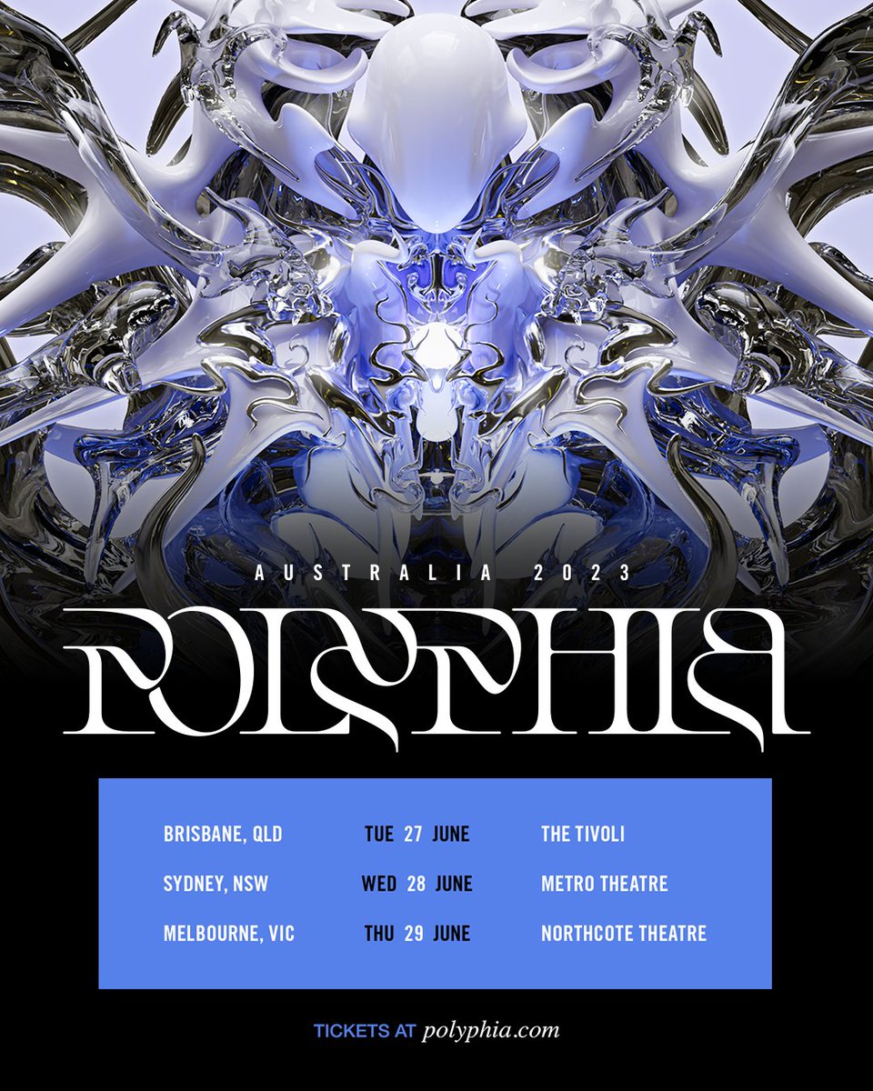 polyphia's tweet photo. Attention all Blokes and Sheilas: Polyphia is coming back to the down under-land this fall to put some more shrimp on your barbies. Tickets on sale Thursday, March 23rd at 9am local. https://t.co/ISxXhsWafw