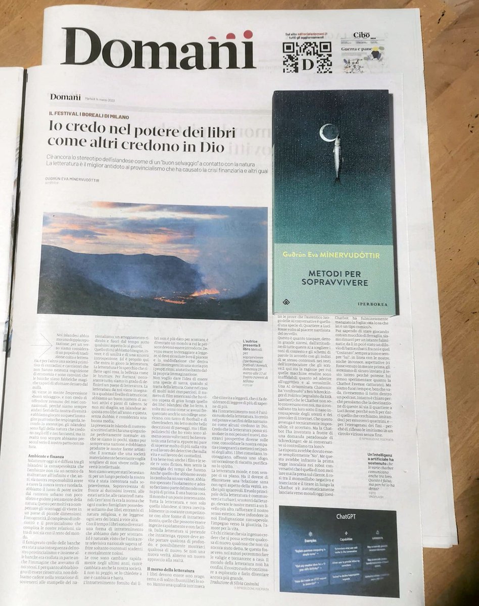IperboreaLibri's tweet photo. «Io credo nel potere dei libri come altri credono in Dio»

Oggi su @DomaniGiornale trovate un brano inedito dell'autrice islandese #GuðrúnEvaMínervudóttir, in libreria con il romanzo «Metodi per sopravvivere» che presenterà tra pochi giorni in occasione de #IBoreali. https://t.co/VYQJkh8XZu