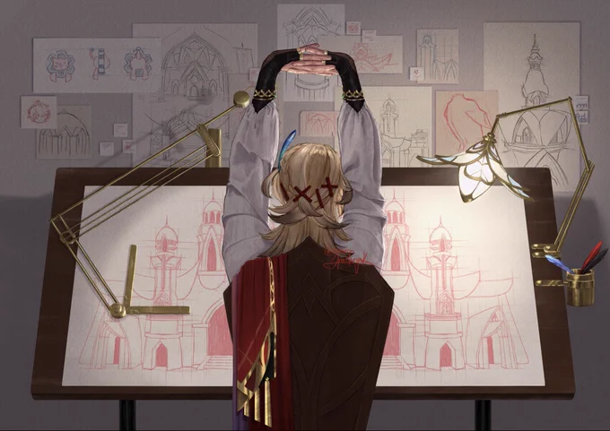 The hardworking architect #Kaveh #GenshinImpact #genshinimpactfanart #原神 