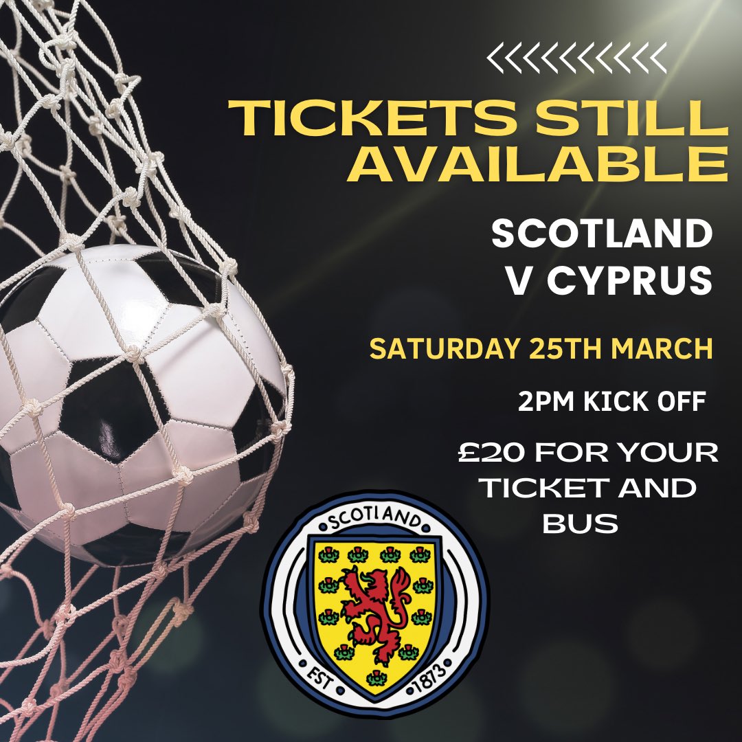 ‼️Scotland Football Trip‼️

We still have a limited number of tickets left for <a href="/ScotlandNT/">Scotland National Team</a> vs Cyprus on Saturday 25th March!

Please pick up a letter from either myself or <a href="/MrLatimerBA/">Mr Latimer</a> - the trip including your ticket and bus costs £20 🙌🏼

<a href="/Boness_Academy/">Bo'ness Academy</a>