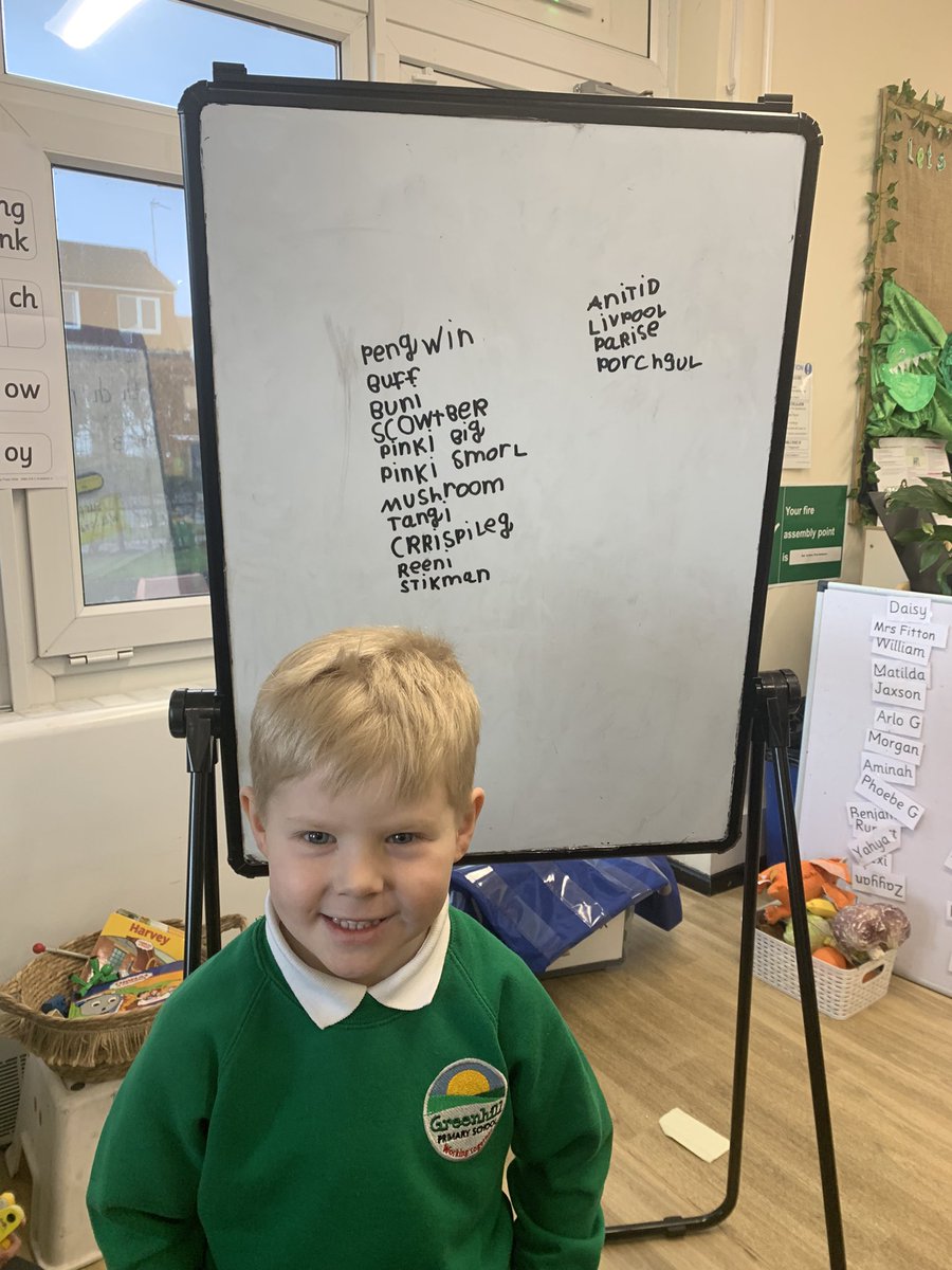 Fantastic independent writing from Cole. He wrote the names of his teddies and some football teams. #EYFS