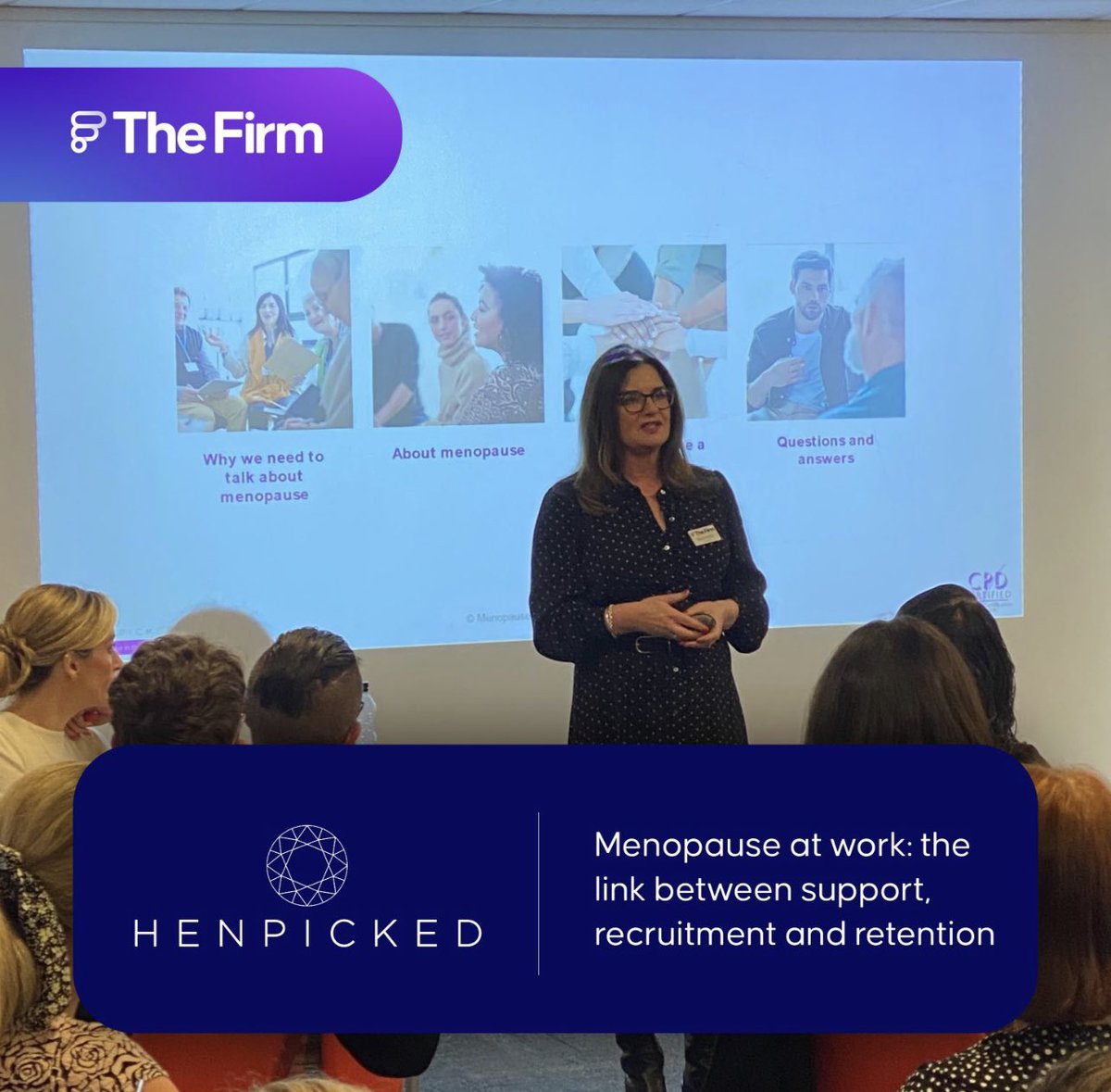 T4W_Henpicked's tweet photo. We had a fantastic day at #Firmday with @TheFirmRecruits; here’s our very own @DeborahGarlick - Menopause in the Workplace, in action delivering her session on Menopause at Work. 🤩
#menopauseatwork #menopauseintheworkplace #menopauseawareness #menopausefriendly https://t.co/CMUepI0z13
