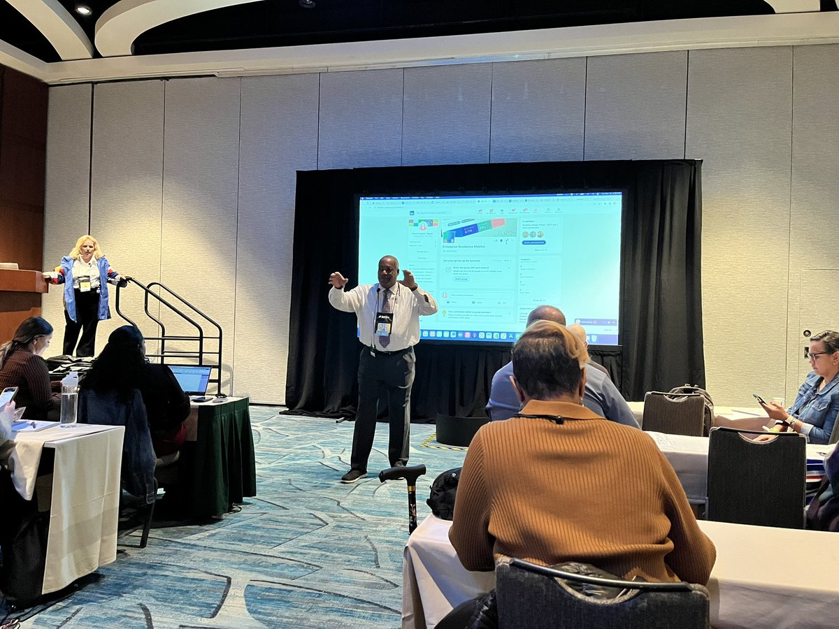 KareenKircher's tweet photo. a room full of other metrics nerds participating Dr. Bernard Jones, CBCP’s and Dawn Garza’s The Joy of Metrics workshop. #resilience #metrics #drjspring #drjspring2023 https://t.co/QuGYsRlJGm