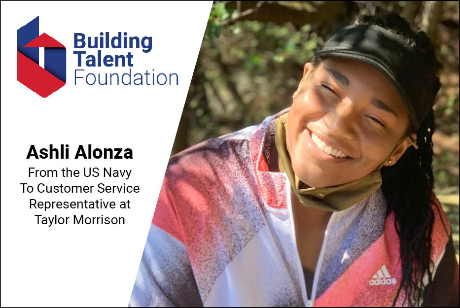 Let's celebrate Ashli Alonza, a @USNavy veteran who completed the BTF Homebuilding Bootcamp co-hosted by @webuildtalent and @Taylor_Morrison and was hired by @Taylor_Morrison. BTF also helped her husband find a position as an HVAC Tech at @MaintenxOnline. #BuildHerTalent