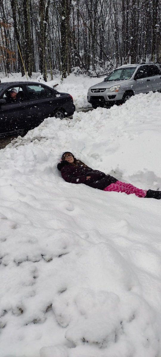 SammyKarlssonWX's tweet photo. At home in Earlton,NY there is about 11⅝ inches of snow that fell with it still snowing lightly. Took a little break from shoveling to enjoy it and let the big flakes fall around me. https://t.co/E2rf55yC8r