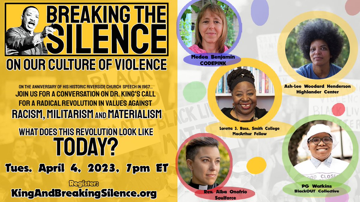 Join us w/ <a href="/medeabenjamin/">Medea Benjamin</a> <a href="/_AshDashLee_/">Ash-Lee Woodard Henderson</a> <a href="/LorettaJRoss/">Loretta J. Ross</a> <a href="/SoulforceOrg/">Soulforce</a> <a href="/_blackbottom/">BlackBottomArchives</a> 
Register here:
us02web.zoom.us/webinar/regist…