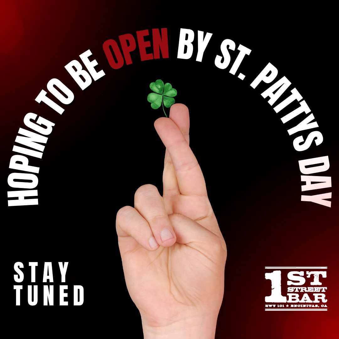 firststreetbar's tweet photo. Hoping to be open by St. Pattys Day!!

Please check back to confirm date and time
Drop a 🤞or 🍀 for some extra luck! https://t.co/lZkUdkJ748