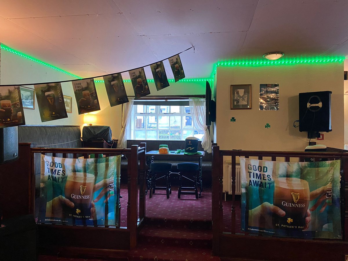 Getting ready for Saint Patrick’s Day. Celebrations start in the afternoon. Live music from 8.30.