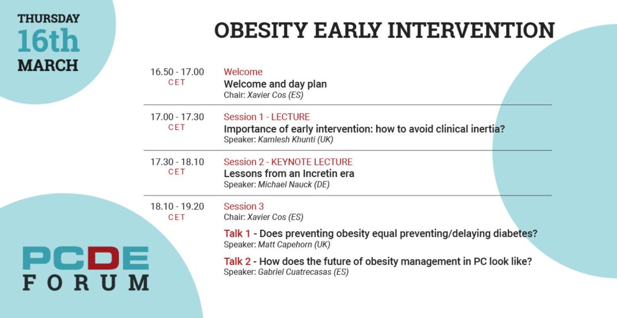 redGDPS's tweet photo. 🔝Nuevo programa formativo online @PCDEurope‼️
Jueves 1⃣6⃣: #Obesity Early Intervention:
▶️#Inerciaterapeutica
▶️#iDPP4
▶️#Obesidad
Accede al curso registrandote en la plataforma de formación en el siguiente link:
https://t.co/PYlh0iM4Tj https://t.co/5MhF1vqO4i