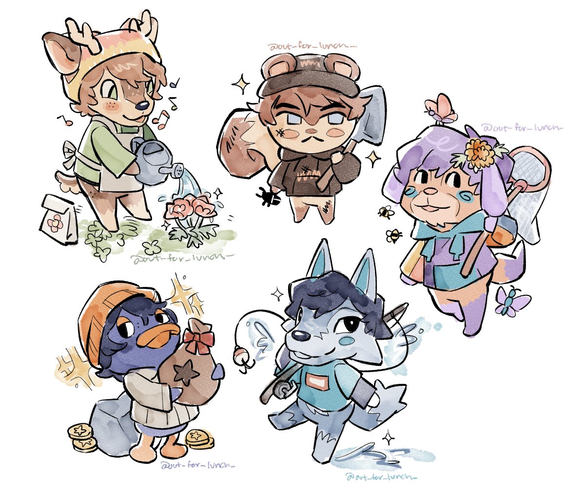 out_for_lunch_'s tweet photo. dtkq as animal crossing characters pt. 2! 💖 
individuals 👇
#dreamfanart #sapnapfanart #karljacobsfanart #quackityfanart #georgenotfoundfanart https://t.co/QB8w11gNpF