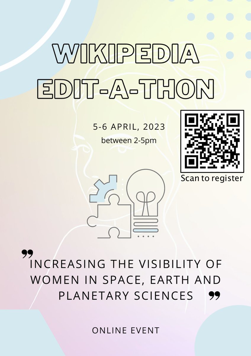#femmesensciences 👩‍🔬👩‍💻 Nous lançons le nouveau Diversity Network Paris (DNP) avec un super évènement en ligne ! 📌5/6 avril : Wiki-edit-a-thon. Supportons la visibilité des femmes en science de l'espace, de la Terre et des planètes. Participez tous et toutes ‼️