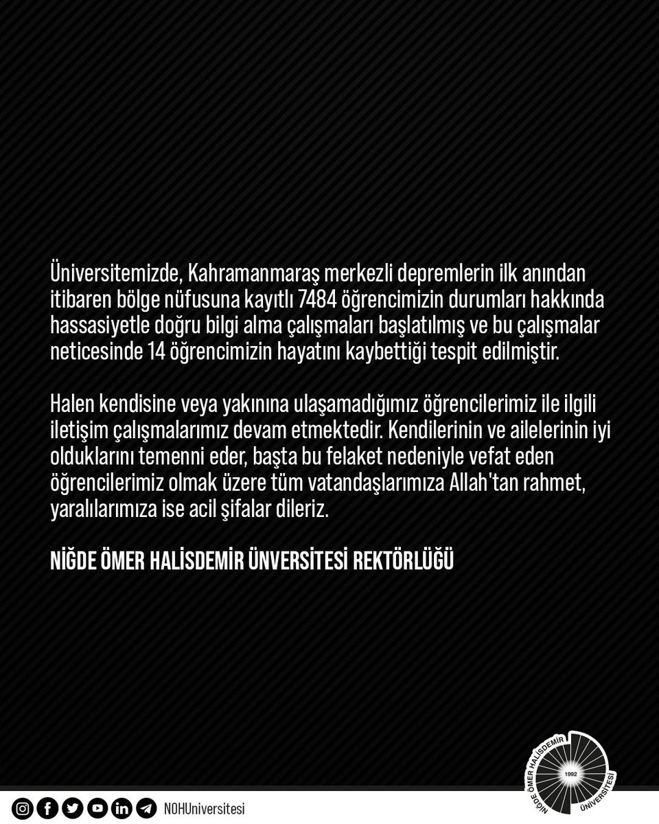 Başımız Sağ Olsun

<a href="/DrHasanUslu/">Hasan USLU 🇹🇷🥇</a> 
#NiğdeÖmerHalisdemirÜniversitesi
#Deprem