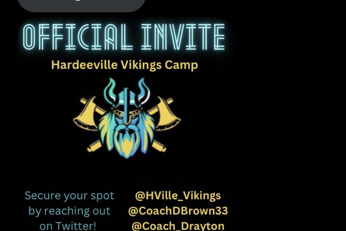 I am grateful to receive my second camp invitation form @HVille_Vikings #recruitwest @WolvesPlano @SoukuptTyler @Coach_Tyler51
