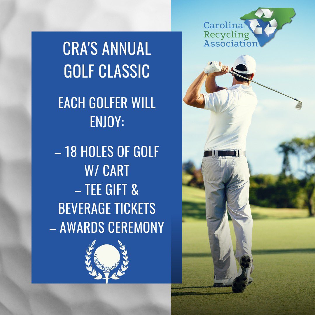 We are officially less than 2 weeks away from the CRA Conference and Trade Show in Wilmington NC! 

The #CRAGolfClassic will be held at Wilmington Municipal Golf Club in Wilmington, NC was designed by renowned golf course architect Donald Ross in 1926.

cra-recycle.org/2023conf/golf/