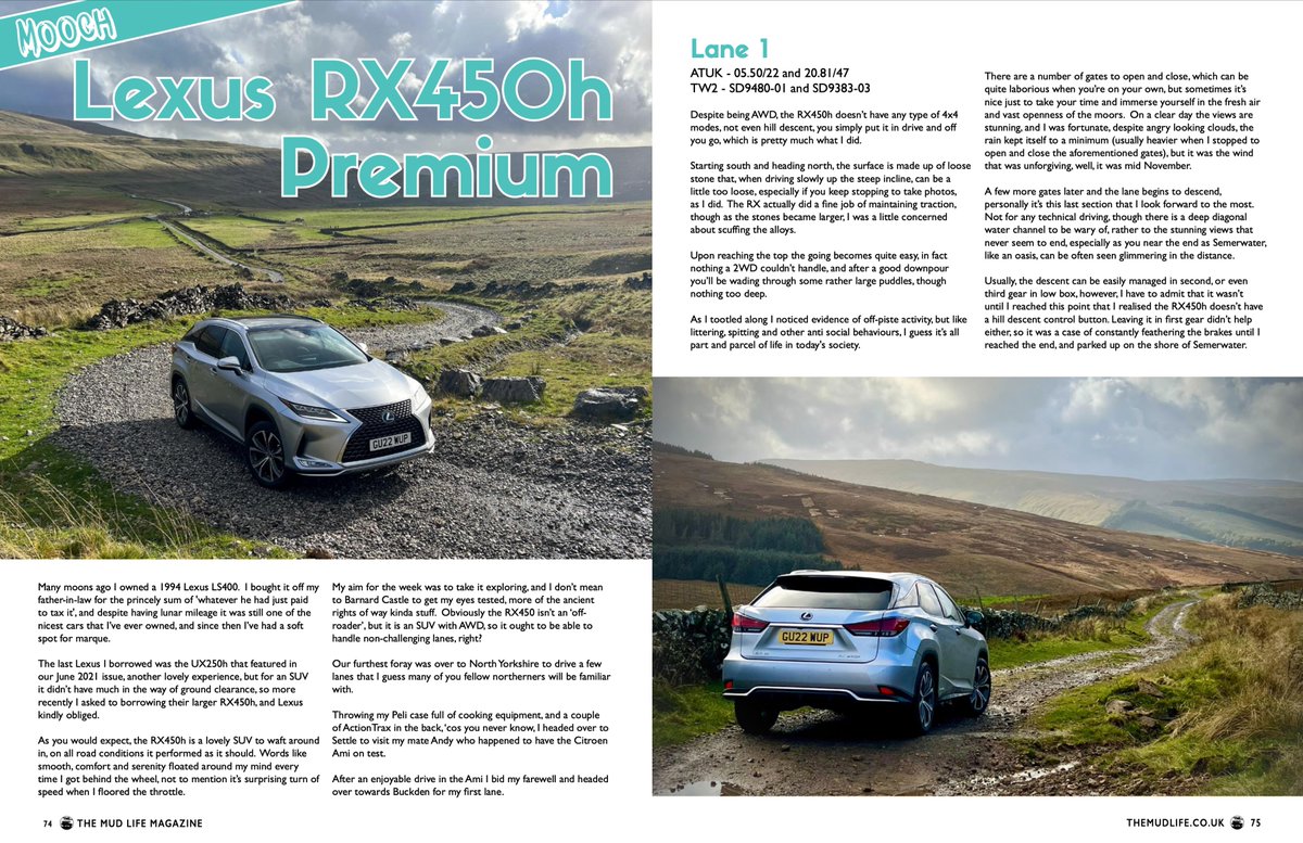 Featured in this month’s issue of my FREE, online 4x4 magazine, I take the Lexus RX450h along some stunning Yorkshire green lanes, as you do!
Click here to read >issuu.com/themudlife/doc…
-
<a href="/LexusUK/">Lexus UK</a> #4x4magazine #lexusrx450h