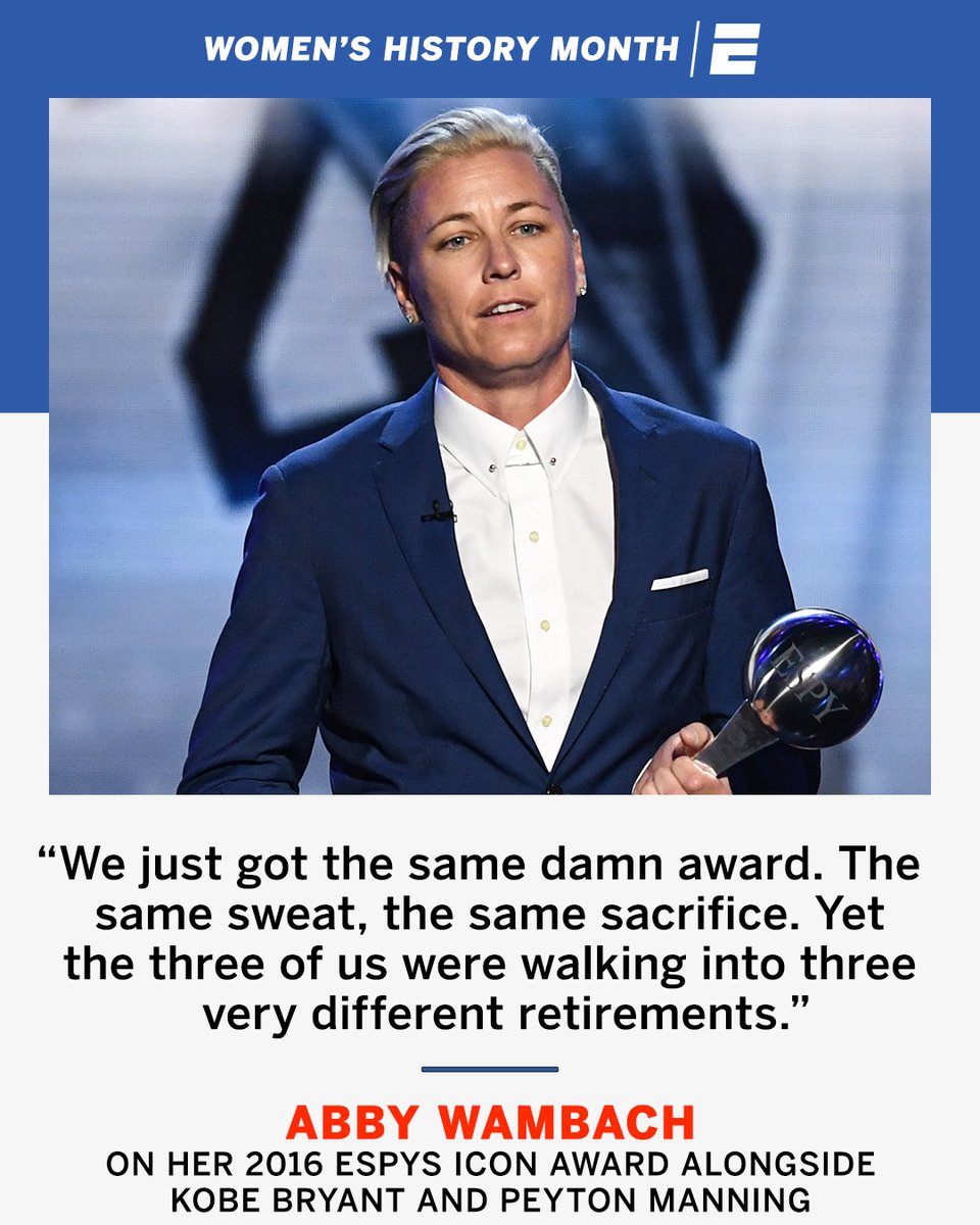March 14 is Equal Pay Day.

We look back at when Abby Wambach had this to say about winning the 2016 ESPYS Icon Award and the pay gap between men’s and women’s pro sports.