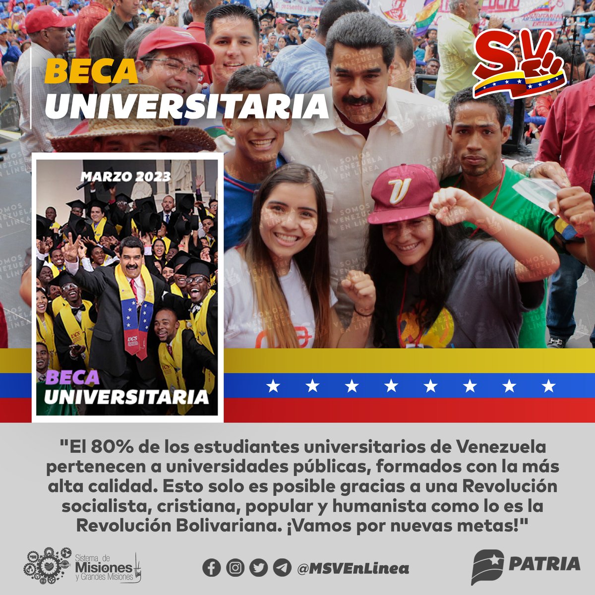 🚨 #ÚLTIMAHORA || Inicia la entrega del Bono Beca Universitaria (Marzo 2023) enviado por nuestro Pdte. <a href="/NicolasMaduro/">Nicolás Maduro</a> a través del Sistema <a href="/CarnetDLaPatria/">Carnet de la patria</a>. 

<a href="/MSVEnLinea/">Somos Venezuela | MSVEnLinea</a> #TuiteroPatria #14Mar #ChávezAntiimperialista