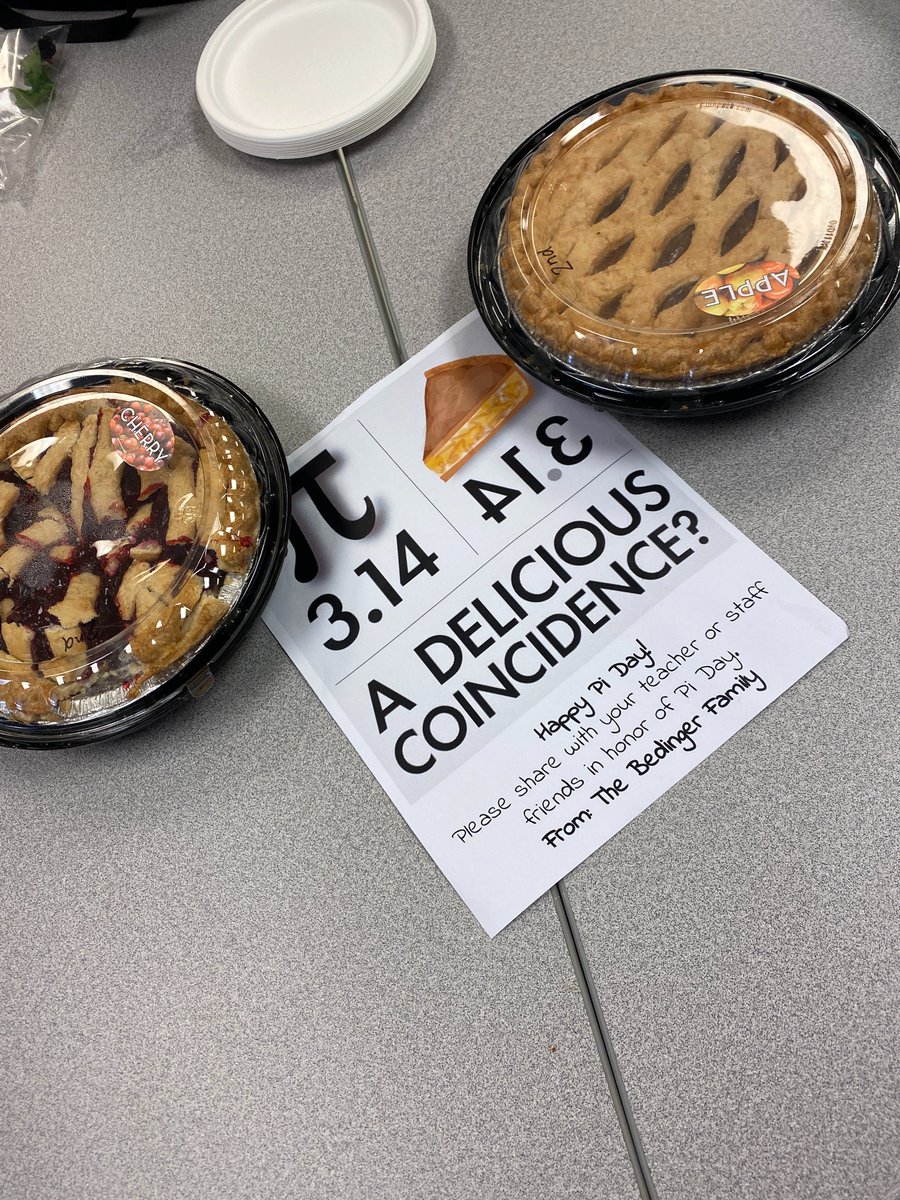 MrsMinarich's tweet photo. What a nice surprise for Pi Day! Thank you! @ChannahonPride https://t.co/92j5jAsGjC