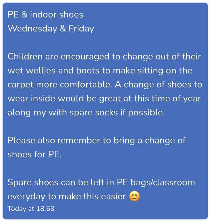 Wet weather spare shoes &amp;  PE kits. <a href="/FernieleaSchool/">Fernielea School</a>