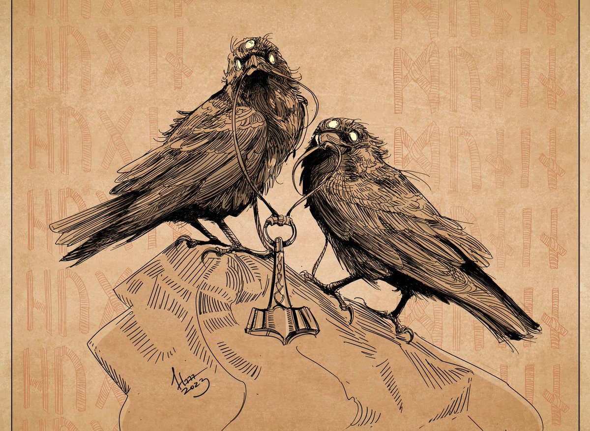 Huginn and Muninn. #norsemythology