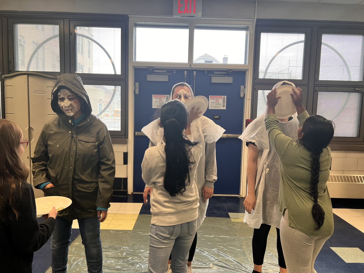 100qPs's tweet photo. Getting pied to celebrate Pi Day for our March C.A.R.E. Event. @D27NYC https://t.co/HORbb9EhyJ