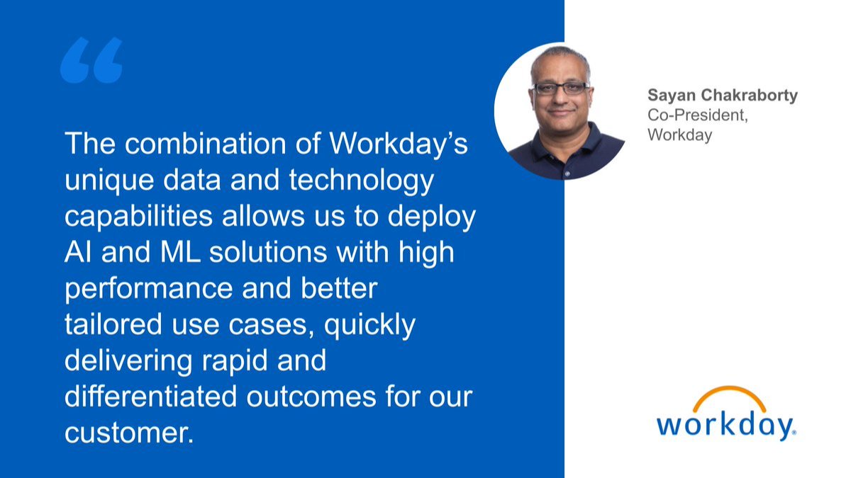 Learn about our unique approach to #AI and #MachineLearning, and our vision for how these technologies will shape the #FutureOfWork. #WDAYPerspectives #TeamWDAY bit.ly/3yCfmBp