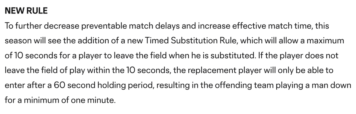 tombogert's tweet photo. MLS Next Pro announced its schedule... and some new rules.

1. Higher seed picks their opponents in the first two rounds of the playoffs (!!!)

2. "Timed Substitution Rule". A player exiting the game has 10 seconds to get off. If not, his team plays a man down for one minute https://t.co/8e3KfWrxET