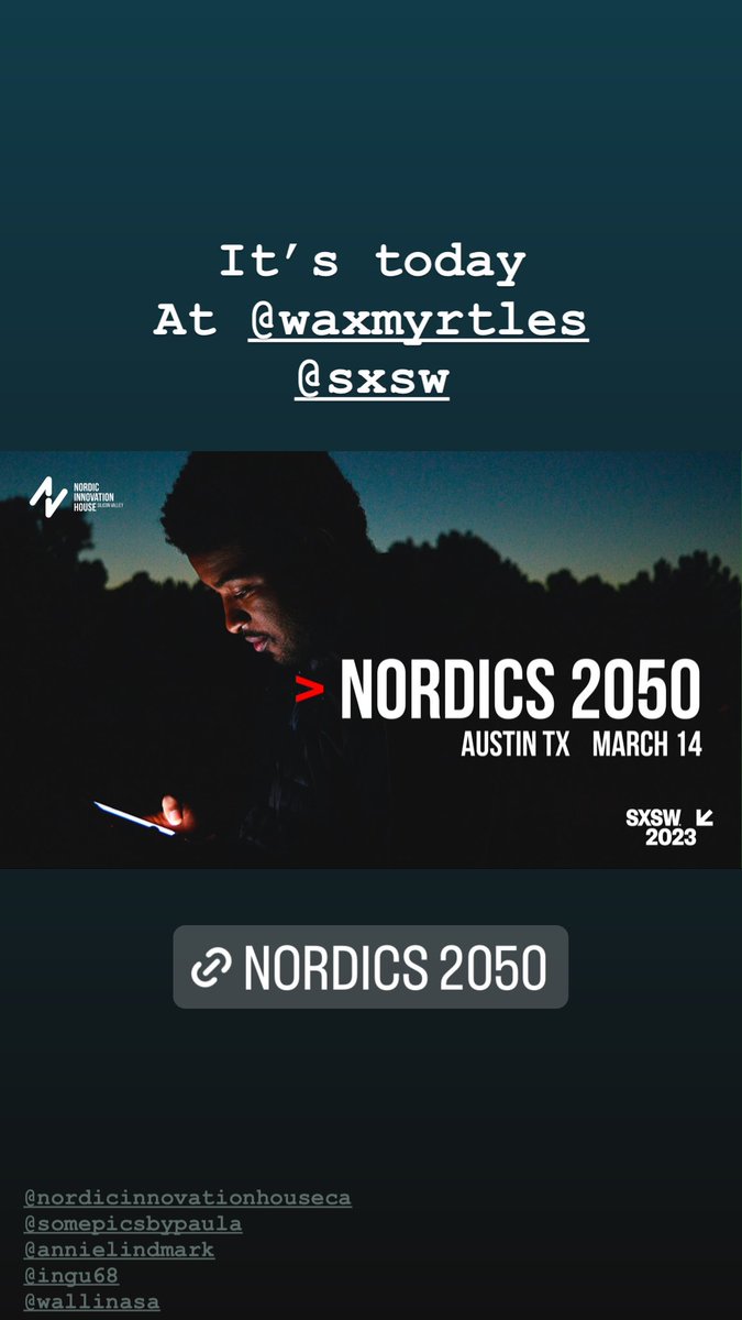 #nordics2050 at <a href="/sxsw/">SXSW</a> starting now at Wax Myrtle’s #austin

<a href="/innorhouse/">Nordic Innov. House</a>