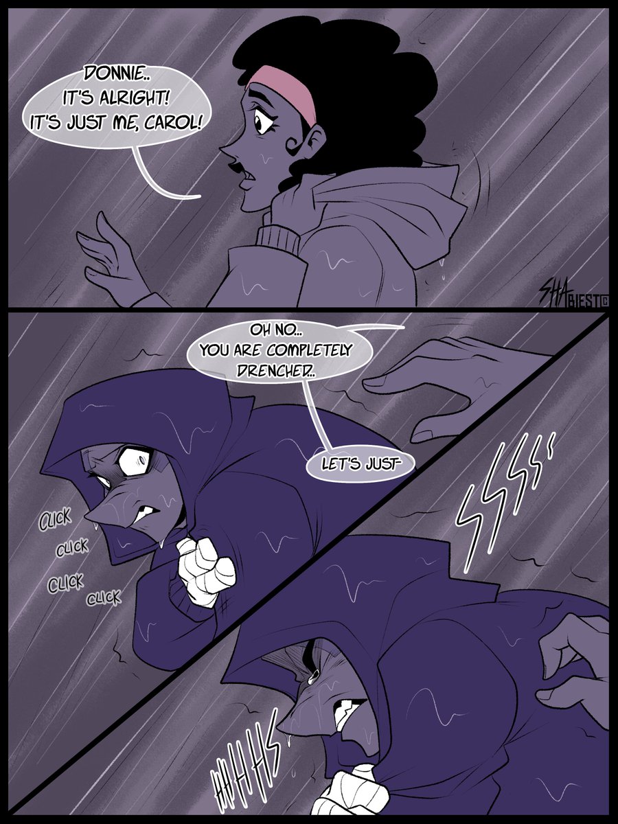 ShaBiest's tweet photo. (1/2)

[Part 3 "Mom, I can explain - Donnie"]

I'm just gonna leave this here, sit back and watch you tear the comment section apart 😚

Thank you to @/Starrcrossrose again for getting me unstuck on that part by suggesting her favorite blue boi

#rottmnt #RiseoftheTMNT #MIcecomic https://t.co/OSPu4MlxSH