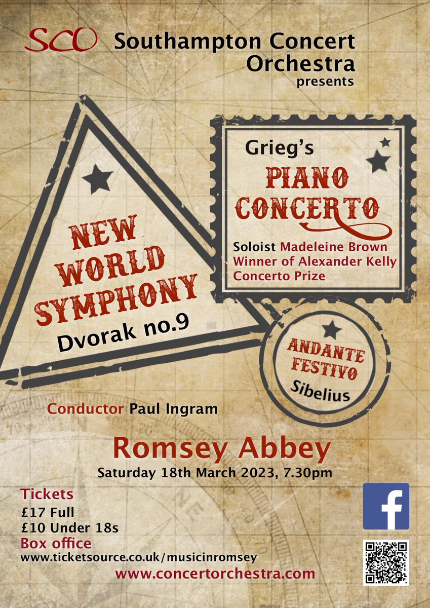 This Saturday 18th March, 7.30pm 
Southampton Concert Orchestra <a href="/romseyabbey/">Romsey Abbey</a>