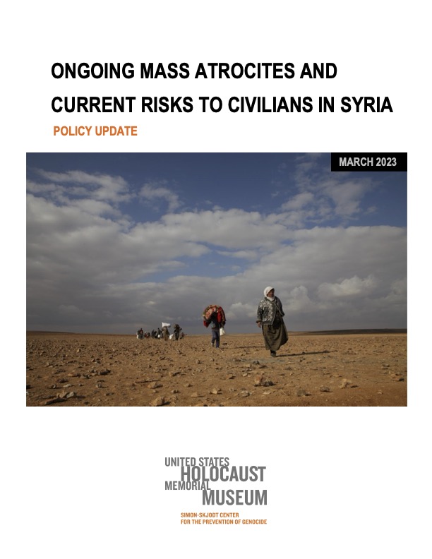 CPG_USHMM's tweet image. 12 years after the start of the crisis, civilians in #Syria continue to suffer mass atrocities committed by the Syrian government. Our new report details how we can protect civilians, support Syrian civil society, and hold perpetrators accountable. ushmm.org/m/pdfs/Syria_P…