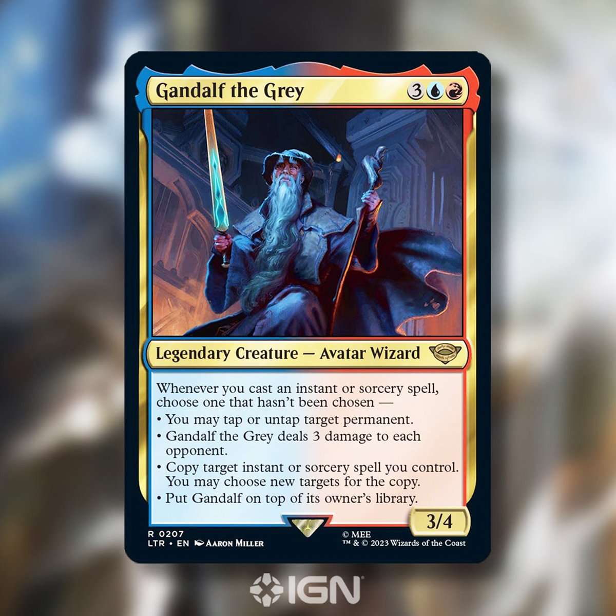 IGN's tweet photo. The Lord of the Rings: Tales of Middle-earth will be a full, draftable Magic: The Gathering card set legal for play in Magic’s Modern format. The set includes iconic characters and items like Gandalf the Grey and The One Ring itself. https://t.co/ndwzU2fkCS (1/2) https://t.co/bFiry6mvgF