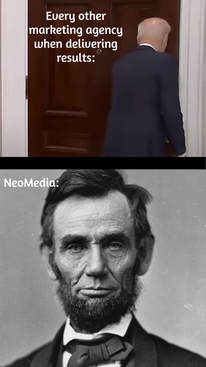 Neomediia's tweet photo. Just like Joe Biden, we're not afraid to leave the room when it comes to outdated marketing strategies. Let us help you stay ahead of the game

#MarketingHumor
#MarketingStrategy
#MarketingExpertise
#MarketingTrends
#StayAheadOfTheGame
#CurrentEventsMarketing
#CreativityWins https://t.co/hZqtA8wUom