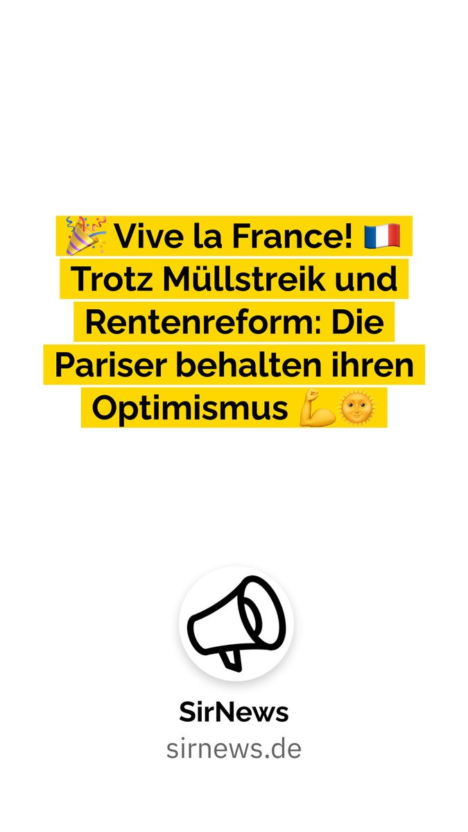 SirNews_germany's tweet image. 🎉 Gute Nachrichten aus Paris! 🇫🇷 Trotz des Müllstreiks und geplanter Rentenreform bleiben die Bewohner der Stadt optimistisch. 💪🌞 Es ist inspirierend zu sehen, wie sie sich von den Herausforderungen nicht unterkriegen lassen! #Paris #PositiveNews #Optim sirnews.de