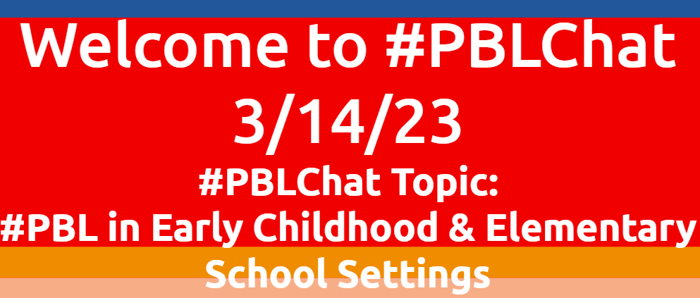 @ChrisGibsonEdu (@chrisgibsonedu) on Twitter photo Join #PBLChat tonight at 9pm Eastern as we explore #PBL in Early Childhood and Elementary School Settings!
<a href="/suzieboss/">suzieboss</a> @CJDteaches <a href="/inspirepassion/">𝐂𝐡𝐚𝐫𝐥𝐞𝐧𝐞 𝐃𝐨𝐥𝐚𝐧𝐝</a> <a href="/josh_cormier/">Josh Cormier</a> @leahrosshenry <a href="/maggieleemchugh/">Maggie Lee McHugh, NBCT</a> @edubabble <a href="/cfanch/">Chris Fancher</a> <a href="/ThinkWriteLearn/">Thoughtful Learning</a> <a href="/MsKaraInspire/">Ms. Kara</a> Join #PBLChat tonight at 9pm Eastern as we explore #PBL in Early Childhood and Elementary School Settings!
<a href="/suzieboss/">suzieboss</a> @CJDteaches <a href="/inspirepassion/">𝐂𝐡𝐚𝐫𝐥𝐞𝐧𝐞 𝐃𝐨𝐥𝐚𝐧𝐝</a> <a href="/josh_cormier/">Josh Cormier</a> @leahrosshenry <a href="/maggieleemchugh/">Maggie Lee McHugh, NBCT</a> @edubabble <a href="/cfanch/">Chris Fancher</a> <a href="/ThinkWriteLearn/">Thoughtful Learning</a> <a href="/MsKaraInspire/">Ms. Kara</a>