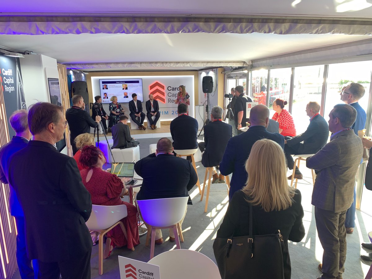 Andrew Baker and Dan Lewis have arrived in Cannes to support the Cardiff Capital Region at #MIPIM.

They've started the week at the @CCRMipim Welcome Breakfast, they’re among the many attendees learning about the £10 billion worth of investment opportunities in Wales.
#MIPIM2023