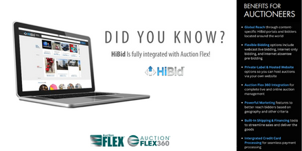 auctionflex's tweet photo. @hibidauctions is the name of Auction Flex's Integraged Web Service and Internet Bidding Solution. Check Out Some of the Benefits Available to You! 

Learn More: https://t.co/7kFjYbQnHl 👈

#AuctionFlex #AuctionManagement #OnlineBidding #HiBid #Auctions https://t.co/uh0JoSpRY1