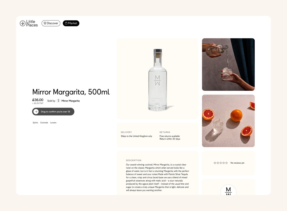 Playing around with a bento layout for the product page. Feels nicer, but also gives sellers a tool to present their product in a different way. 

Before, left. After, right.