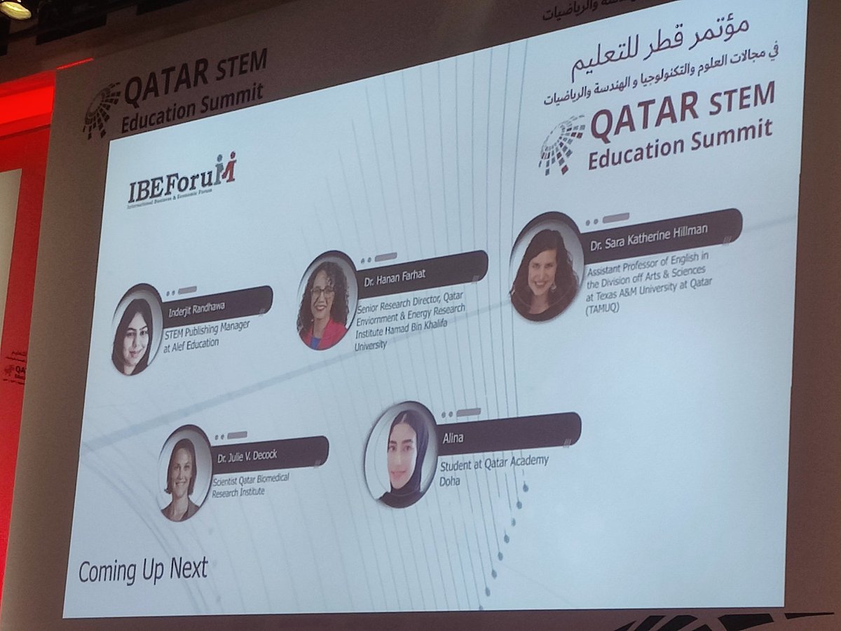 Julie_Decock's tweet photo. Really enjoyed the inspiring talks today at Qatar #STEM education summit. It was my absolute pleasure to engage in thought-provoking discussions as a panellist on the subject "Women in STEM".

@IBEForuM_IBE , @QBRI12 , @HBKU , @QF 

#stemeducation , #womeninstem , #genderequity https://t.co/XQSVrXPifw