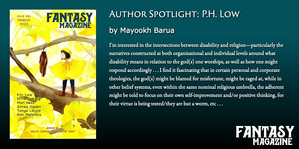 FANTASY Author Spotlight: P.H. Low (​@_lowpH) by Mayookh Barua (@mayookh_barua).
fantasy-magazine.com/fm/non-fiction…