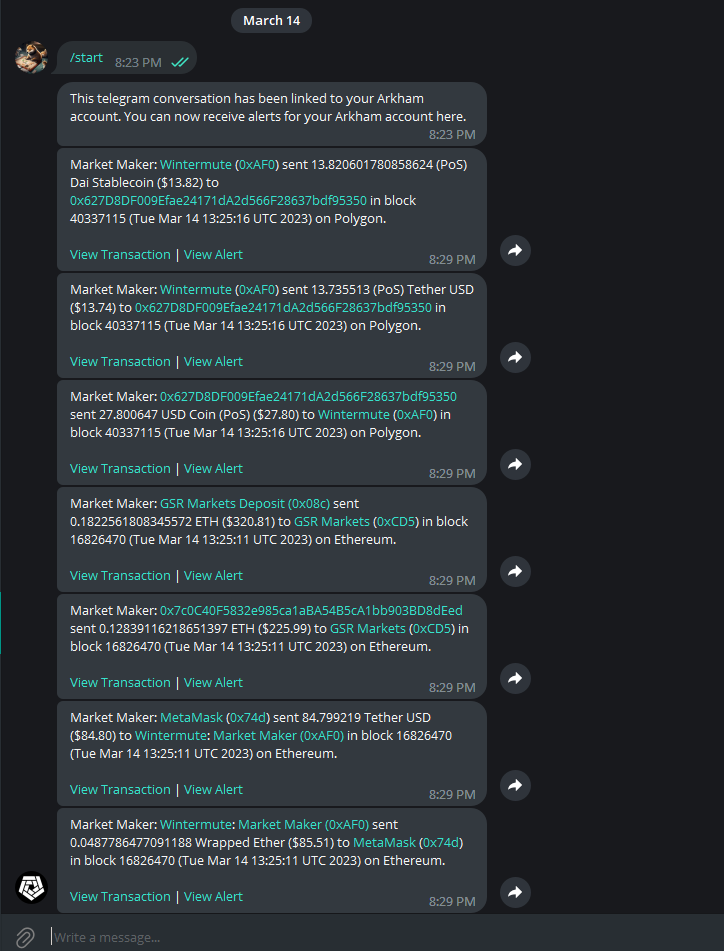 Theo dõi các cá mập, VCs, Market Makers có thể giúp bạn tìm ra các kèo x5 x10 dễ hơn

Tuy nhiên việc quản lý các ví này quá khó vì bạn không thể theo dõi liên tục.

Sau đây sẽ là thread hướng dẫn để tạo bot thông báo tự động cho riêng bạn với @ArkhamIntel  😇