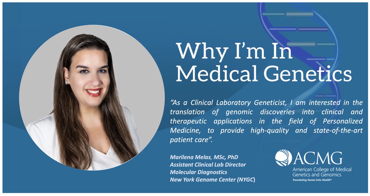 As a member of  @TheACMG, I support  #MedicalGeneticsAwareness week and celebrate the contributions of the entire #medicalgenetics team to better #patientcare and #publichealth 👩🏻‍🔬🧬#IamaLabGeneticist #genomics #womeninscience #moleculardiagnostics @TheABMGG @nygenome