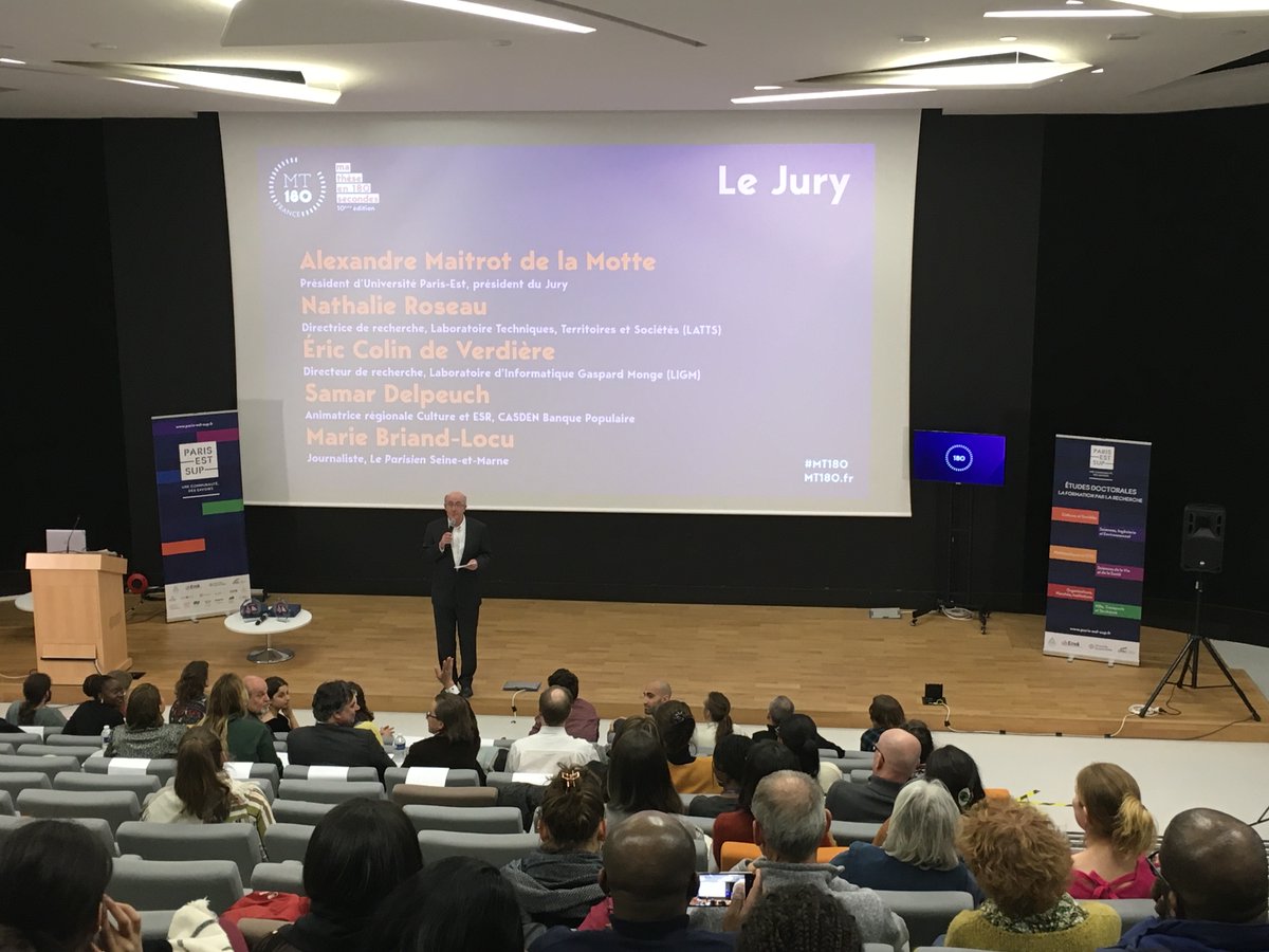 ParisEstSup's tweet photo. ℹ️ Cette année le Jury de notre finale est composé de : Alexandre Maitrot de la Motte (Université Paris-Est), Éric Colin de Verdière (#LIGM, @UGustaveEiffel), Nathalie Roseau (#LATTS, @EcoledesPonts), Samar Delpeuch (@Casden_BP), Marie Briand-Locu (@leparisien_77) #MT180 https://t.co/CHKMlOougS
