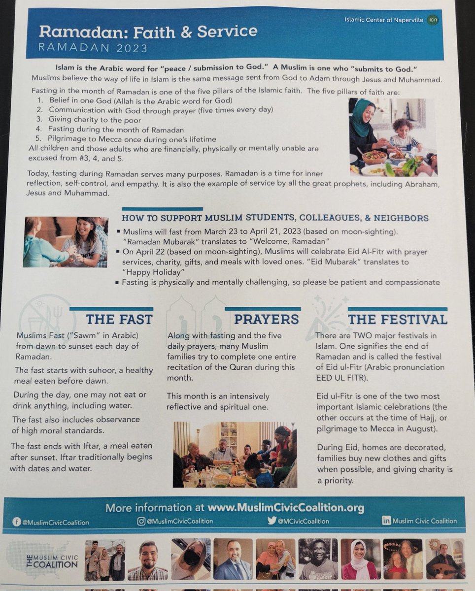 Shutout to <a href="/ICNMasjid/">Islamic Center of Naperville</a> for the treats and literature in preparation for Ramadan! Eid Mubarak! <a href="/KJHSEagles/">Kennedy Eagles</a> <a href="/MCivicCoalition/">Muslim Civic Coalition</a>