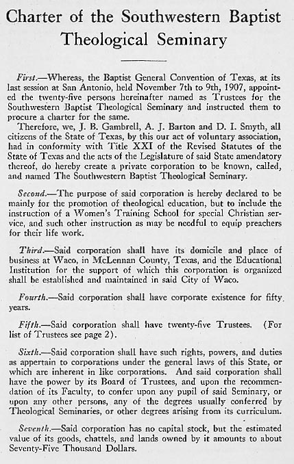 jillbotticelli's tweet image. Happy Birthday to @SWBTS! #OTD in 1908, the charter was officially filed with the state of Texas, marking the birth of "The Southwestern Baptist Theological Seminary, a private corporation." 116 years later, we sustain Carroll's vision &amp;amp; remain #LashedtotheCross. #ArchivesatSWBTS