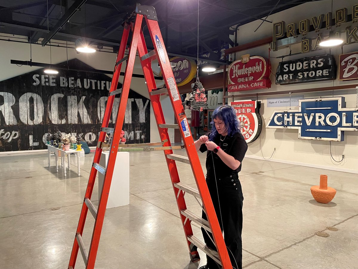 SignMuseum's tweet photo. Behind the scenes preview of the install of the exhibition Current Conversations Down and L-Shaped Hallway by OSU Ceramics! We can’t wait to see this exhibition fully come to life in the event space 3/15-3/18 for the @NCECA conference!
#SpecialExhibition #Ceramics #LimtedTime https://t.co/FK72tJxGfp