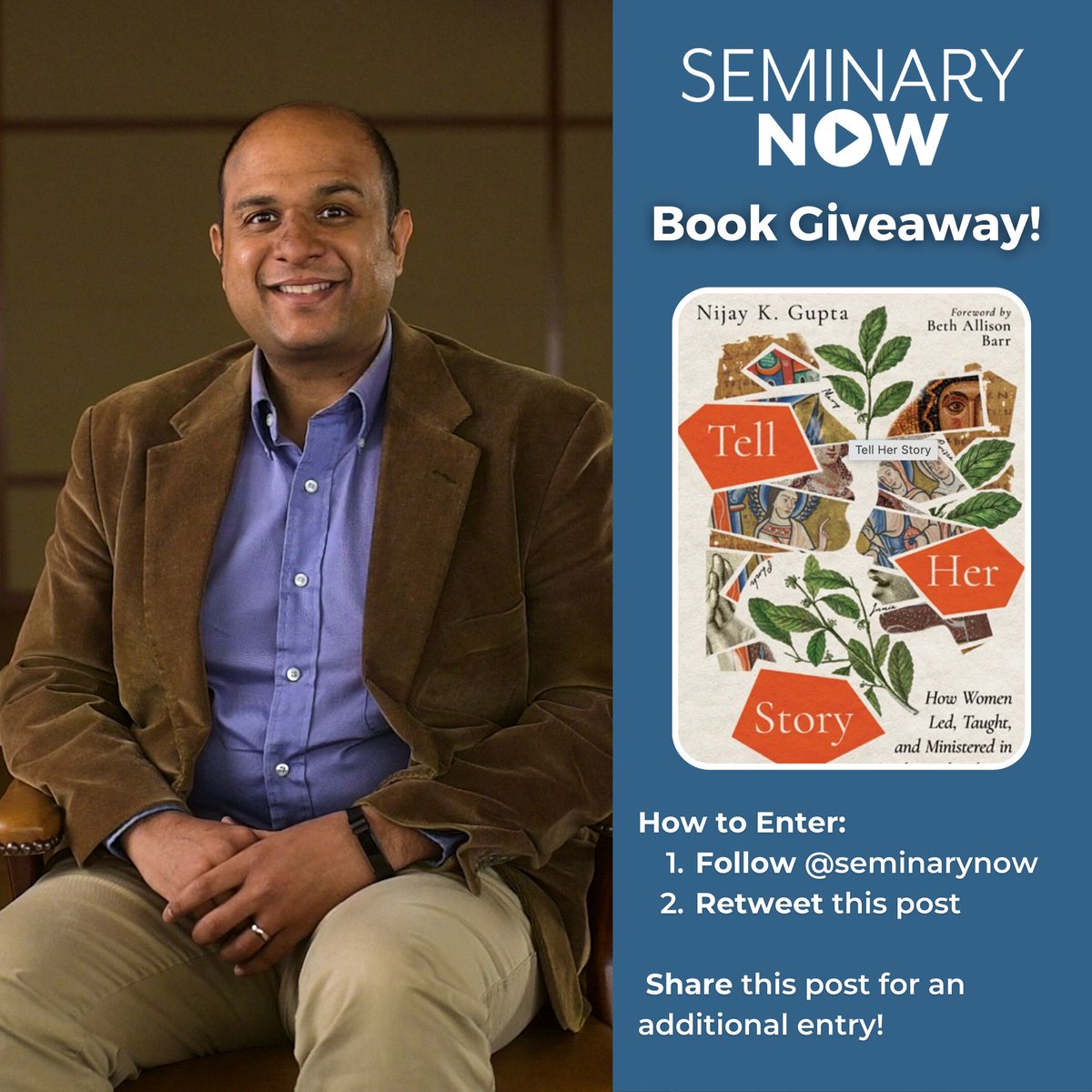 SeminaryNow's tweet photo. @NijayKGupta just released his newest book today from @ivpress, and we are giving away two FREE copies! Taking entries until March 23rd at 5pm! Enter by following us and retweeting this post.

#TellHerStory #WomenInMinistry #EarlyChurchWomen #WomenLeaders #WomensHistoryMonth https://t.co/CYI3fLNt2l