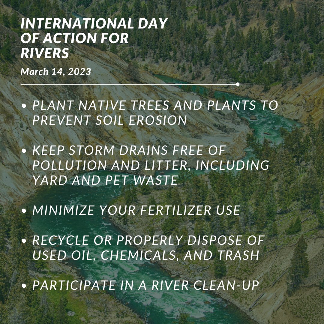 Today is the #InternationalDayofActionforRivers. Ever since the first civilizations, rivers have been vital to our survival. @ILEPA recognizes the importance of preserving our rivers and knows that #RiversMatter! Here are some ways that you could help your local river: