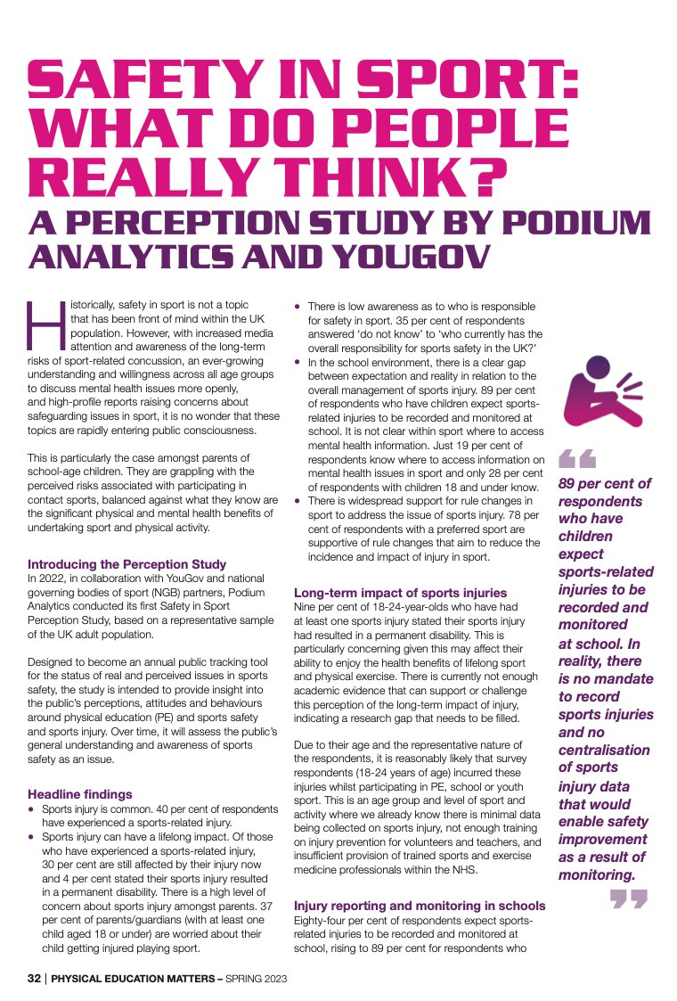 Make sure you check out our perception study in the @afPE_PE Spring edition of #PEMatters 

We'd love to hear your thoughts 💭

@PodiumAnalytics #safeworldofsport #EduPE #Edutwitter #physed #pe